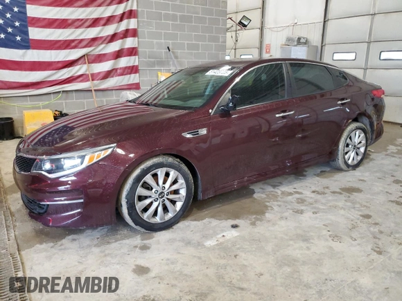 2018 Kia Optima S with VIN 5XXGT4L38JG259791, listed as a Copart auction lot 51423725 with 86,688 mi miles and Salvage title. Bid and sale history available at DreamBid. Image 1.