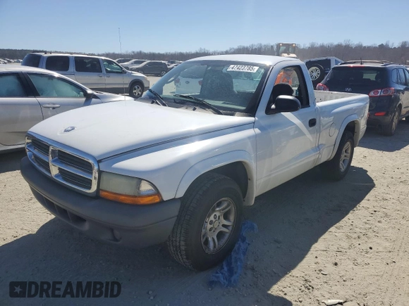 2004 Dodge Dakota with VIN 1D7FL16K34S555699, listed as a Copart auction lot 47423785 with 0 mi miles and Salvage Title. Bid and sale history available at carsss.com. Image 1.