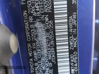 2017 Toyota Prius Two z VIN JTDKBRFU8H3541258, wystawiony jako Copart lot #54109155 z przebiegiem 125 313 mil mil oraz Szkoda całkowita • Salvage title. Historia ofert i sprzedaży dostępna na DreamBid. Obrazek 12.