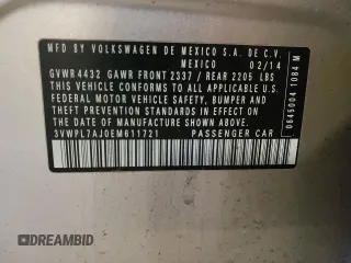 2014 Volkswagen Jetta TDI w/Sunroof & Nav with VIN 3VWPL7AJ0EM611721, listed as a Copart auction lot 86724684 with 127,030 mi miles and Salvage title. Bid and sale history available at DreamBid. Image 12.