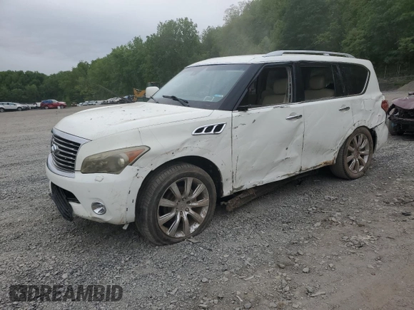 2012 Infiniti QX56 7-passenger with VIN JN8AZ2NFXC9515756, listed as a Copart auction lot 57978785 with Not provided miles and Salvage title. Bid and sale history available at DreamBid. Image 1.