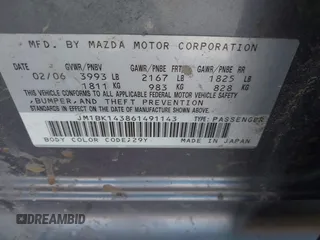 2006 Mazda 3 s z VIN JM1BK143861491143, wystawiony jako IAAI lot #42305220 z przebiegiem 188 190 mil mil oraz . Historia ofert i sprzedaży dostępna na DreamBid. Obrazek 9.