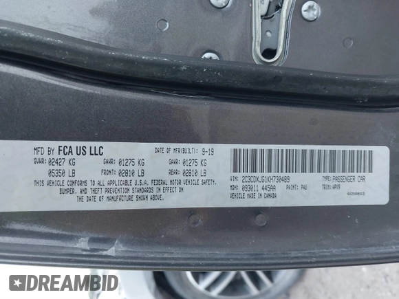 2019 Dodge Charger SXT with VIN 2C3CDXJG1KH730489, listed as a IAAI auction lot 41189171 with 39,514 mi miles and . Bid and sale history available at DreamBid. Image 9.