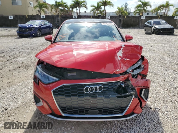 2022 Audi A3 Premium with VIN WAUAUDGY1NA072271, listed as a Copart auction lot 40297433 with 10,293 mi miles. Bid and sale history available at carsss.com. Image 5.