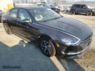 2020 Hyundai Sonata Hybrid Blue with VIN KMHL24JJ9LA015953, listed as a Copart auction lot 46681105 with 99,582 mi miles and Salvage Title. Bid and sale history available at carsss.com. Image 4.