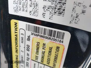 2016 Ford Fusion SE with VIN 3FA6P0HD0GR205184, listed as a IAAI auction lot 42044218 with 136,262 mi miles. Bid and sale history available at carsss.com. Image 9.