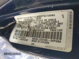 2003 Toyota Matrix Std with VIN 2T1KR32E33C046747, listed as a IAAI auction lot 41842857 with 136,420 mi miles. Bid and sale history available at carsss.com. Image 9.
