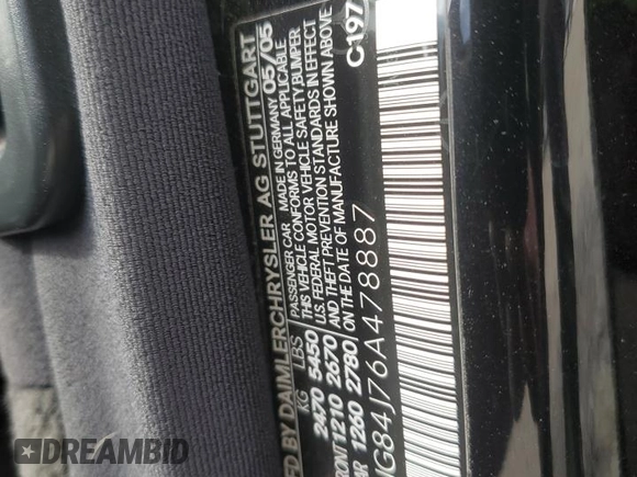2006 Mercedes-Benz S 500 с VIN WDBNG84J76A478887, выставлен на аукционе Copart как лот 76472924 с пробегом 138 373 миль миль и Списание • Salvage title. История ставок и продаж доступна на DreamBid. Изображение 12.