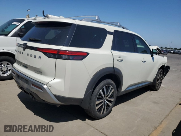 2023 Nissan Pathfinder Platinum with VIN 5N1DR3DH9PC271555, listed as a Copart auction lot 55028165 with 14,137 mi miles and Salvage title. Bid and sale history available at DreamBid. Image 3.
