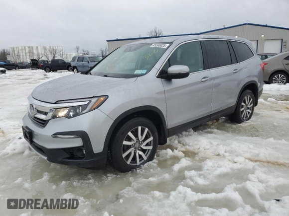 2022 Honda Pilot EX-L with VIN 5FNYF6H55NB037784, listed as a Copart auction lot 45500035 with 34,753 mi miles and Salvage Title. Bid and sale history available at carsss.com. Image 1.