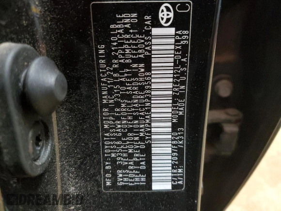 2022 Toyota Corolla LE with VIN 5YFVPMAE1NP389568, listed as a Copart auction lot 50907615 with Not Provided miles and Salvage Title. Bid and sale history available at DreamBid. Image 12.