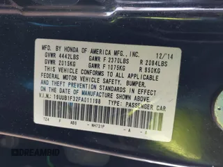 2015 Acura TLX with VIN 19UUB1F32FA011198, listed as a IAAI auction lot 41130909 with 178,231 mi miles and . Bid and sale history available at DreamBid. Image 9.