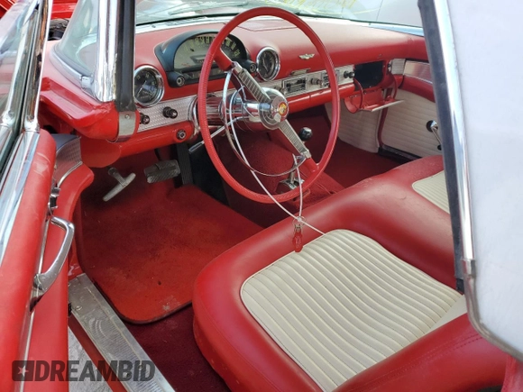 1955 Ford Thunderbird with VIN P5FH232488, listed as a Copart auction lot 76205064 with 5,608 mi miles and Salvage Title. Bid and sale history available at DreamBid. Image 8.