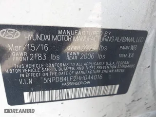 2017 Hyundai Elantra Limited with VIN 5NPD84LF2HH044016, listed as a IAAI auction lot 41319385 with 124,721 mi miles. Bid and sale history available at carsss.com. Image 9.