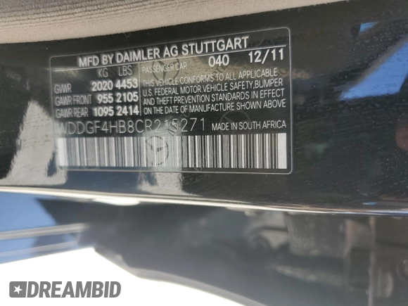 2012 Mercedes-Benz C 250 Sport z VIN WDDGF4HB8CR215271, wystawiony jako Copart lot #63818775 z przebiegiem 100 010 mil mil oraz Szkoda całkowita • Salvage title. Historia ofert i sprzedaży dostępna na DreamBid. Obrazek 10.