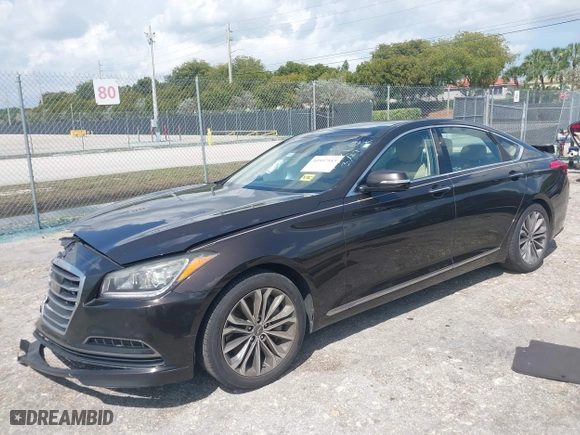 2015 Hyundai Genesis 3.8L with VIN KMHGN4JE8FU051163, listed as a IAAI auction lot 41937543 with 98,765 mi miles. Bid and sale history available at carsss.com. Image 2.