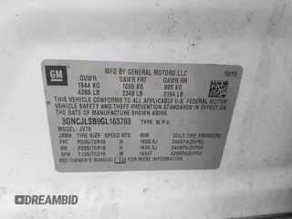 2016 Chevrolet Trax LT z VIN 3GNCJLSB9GL163793, wystawiony jako IAAI lot #42108040 z przebiegiem 263 074 mil mil oraz . Historia ofert i sprzedaży dostępna na DreamBid. Obrazek 9.