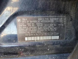 2008 BMW 3 Series 328i with VIN WBAVA37578NL54356, listed as a Copart auction lot 42912145 with 153,166 mi miles and Salvage Title. Bid and sale history available at DreamBid. Image 14.