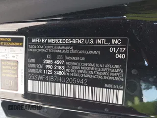 2017 Mercedes-Benz C 300 with VIN 55SWF4JB7HU205942, listed as a IAAI auction lot 42359347 with 109,761 mi miles and . Bid and sale history available at DreamBid. Image 9.