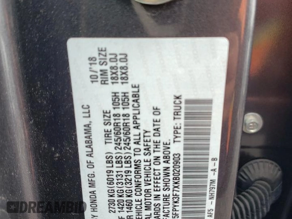 2019 Honda Ridgeline RTL-E z VIN 5FPYK3F7XKB020903, wystawiony jako Copart lot #52882845 z przebiegiem 85 746 mil mil oraz Szkoda całkowita • Salvage title. Historia ofert i sprzedaży dostępna na DreamBid. Obrazek 12.