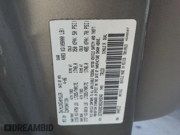 2006 Dodge Ram 2500 SLT with VIN 3D7KR28CX6G249246, listed as a Copart auction lot 80435404 with 349,092 mi miles and Salvage Title. Bid and sale history available at carsss.com. Image 12.