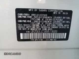 2024 Subaru Forester Wilderness with VIN JF2SKAJC5RH519689, listed as a Copart auction lot 85352874 with 3,532 mi miles and Salvage Title. Bid and sale history available at carsss.com. Image 13.