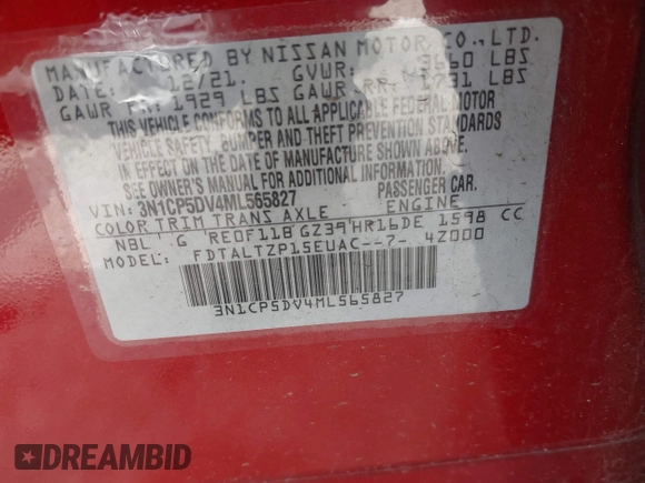 2021 Nissan Kicks SR z VIN 3N1CP5DV4ML565827, wystawiony jako IAAI lot #42369030 z przebiegiem 25 681 mil mil oraz . Historia ofert i sprzedaży dostępna na DreamBid. Obrazek 9.