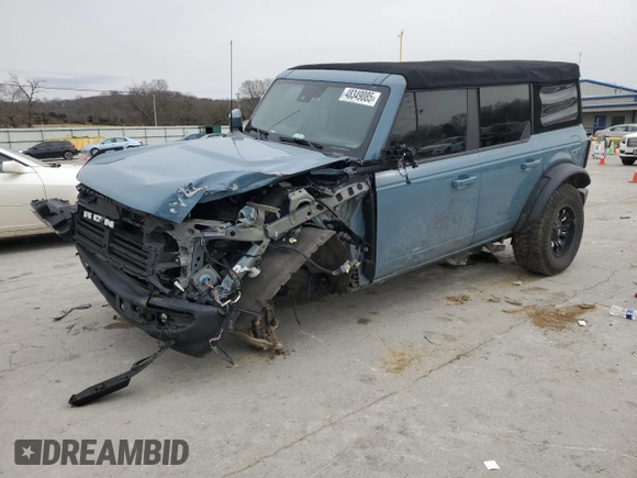 2021 Ford Bronco with VIN 1FMEE5DP3MLB01982, listed as a Copart auction lot 48349085 with 91,060 mi miles and Salvage Title. Bid and sale history available at DreamBid. Image 1.