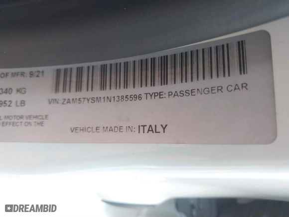 2022 Maserati Ghibli Modena with VIN ZAM57YSM1N1385596, listed as a IAAI auction lot 40700106 with 54,298 mi miles. Bid and sale history available at carsss.com. Image 9.