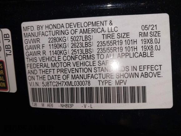 2021 Acura RDX w/Advance Package with VIN 5J8TC2H7XML030078, listed as a IAAI auction lot 41320663 with 74,478 mi miles. Bid and sale history available at carsss.com. Image 9.