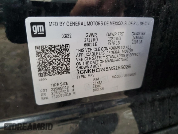 2022 Chevrolet Blazer LT z VIN 3GNKBCR45NS165026, wystawiony jako Copart lot #55399345 z przebiegiem 40 712 mil mil oraz Czysty tytuł • Clean title. Historia ofert i sprzedaży dostępna na DreamBid. Obrazek 13.