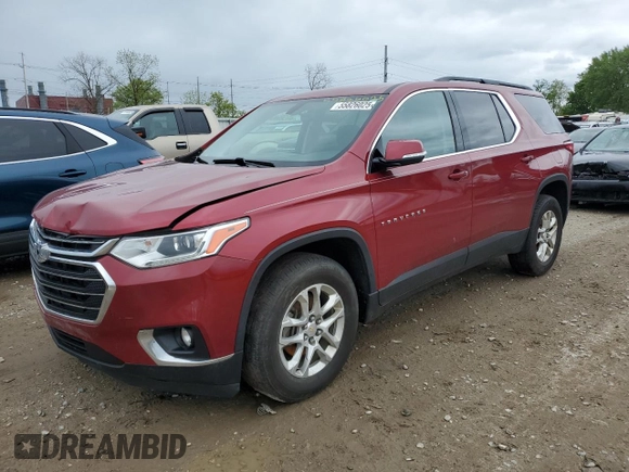2019 Chevrolet Traverse LT Cloth with VIN 1GNERGKW7KJ178501, listed as a Copart auction lot 55826025 with 185,742 mi miles and Salvage title. Bid and sale history available at DreamBid. Image 1.