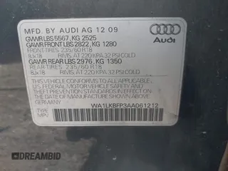 2010 Audi Q5 z VIN WA1LKBFP3AA061212, wystawiony jako IAAI lot #42307742 z przebiegiem 179 897 mil mil oraz . Historia ofert i sprzedaży dostępna na DreamBid. Obrazek 9.
