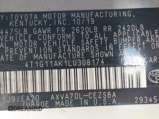 2020 Toyota Camry SE z VIN 4T1G11AK1LU308174, wystawiony jako IAAI lot #41675204 z przebiegiem 120 034 mil mil oraz . Historia ofert i sprzedaży dostępna na DreamBid. Obrazek 9.