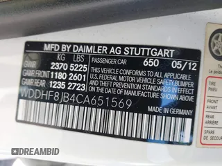 2012 Mercedes-Benz E-Class E 350 Luxury with VIN WDDHF8JB4CA651569, listed as a IAAI auction lot 41769849 with 150,074 mi miles. Bid and sale history available at carsss.com. Image 9.