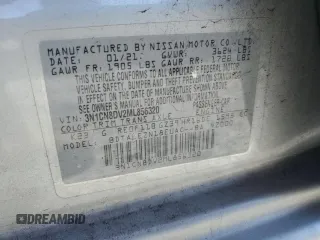 2021 Nissan Versa S with VIN 3N1CN8DV2ML856320, listed as a Copart auction lot 57510785 with 111,379 mi miles and Non repairable. Bid and sale history available at DreamBid. Image 12.