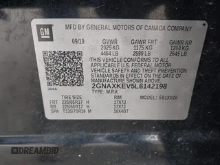 2020 Chevrolet Equinox LT z VIN 2GNAXKEV5L6142198, wystawiony jako IAAI lot #41765650 z przebiegiem 131 946 mil mil oraz . Historia ofert i sprzedaży dostępna na DreamBid. Obrazek 9.