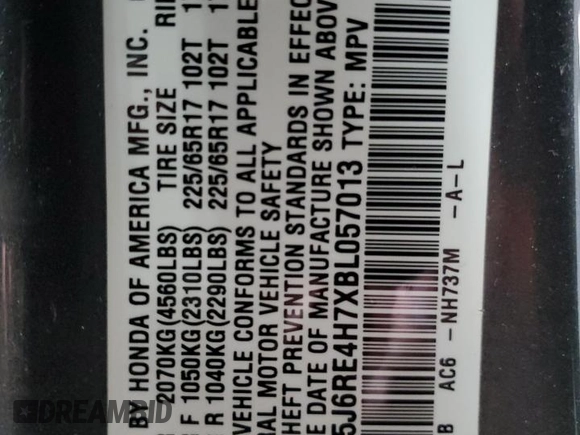 2011 Honda CR-V EX-L z VIN 5J6RE4H7XBL057013, wystawiony jako Copart lot #57679115 z przebiegiem 134 607 mil mil oraz Szkoda całkowita • Salvage title. Historia ofert i sprzedaży dostępna na DreamBid. Obrazek 14.