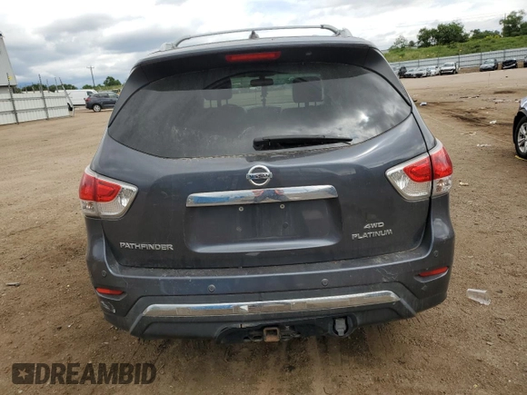 2013 Nissan Pathfinder Platinum with VIN 5N1AR2MM1DC613750, listed as a Copart auction lot 61390135 with 150,007 mi miles and Salvage title. Bid and sale history available at DreamBid. Image 6.
