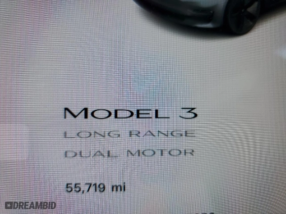 2019 Tesla Model 3 Long Range with VIN 5YJ3E1EB5KF195256, listed as a Copart auction lot 89077375 with 55,719 mi miles and Salvage Title. Bid and sale history available at carsss.com. Image 9.