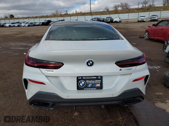 2024 BMW 8 Series M850i with VIN WBAGV8C06RCR92101, listed as a Copart auction lot 81748714 with 78 mi miles and Salvage Title. Bid and sale history available at carsss.com. Image 6.