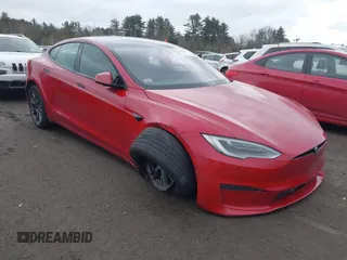 2021 Tesla Model S Plaid with VIN 5YJSA1E65MF435077, listed as a IAAI auction lot 41726227 with 1 mi miles. Bid and sale history available at carsss.com. Image 1.