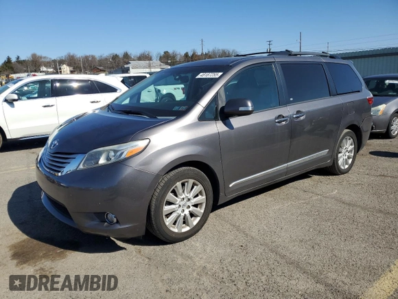 2015 Toyota Sienna Limited with VIN 5TDDK3DCXFS098042, listed as a Copart auction lot 48187255 with 74,509 mi miles and Salvage Title. Bid and sale history available at DreamBid. Image 1.