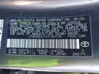 2006 Toyota Prius with VIN JTDKB20U163186978, listed as a IAAI auction lot 41745357 with 158,699 mi miles. Bid and sale history available at carsss.com. Image 9.