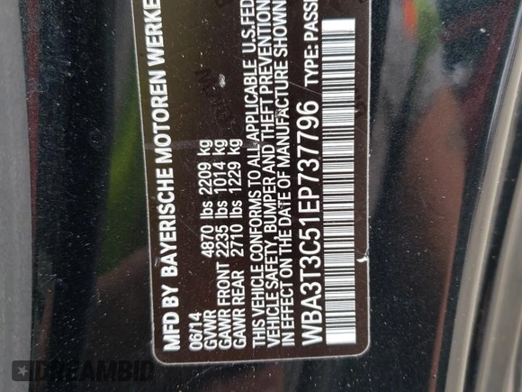 2014 BMW 4 Series 435i z VIN WBA3T3C51EP737796, wystawiony jako Copart lot #77695954 z przebiegiem 73 036 mil mil oraz Szkoda całkowita • Salvage title. Historia ofert i sprzedaży dostępna na DreamBid. Obrazek 12.