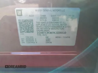 2019 Chevrolet Traverse RS with VIN 1GNEVJKW7KJ226510, listed as a Copart auction lot 46842685 with 108,426 mi miles and Salvage Title. Bid and sale history available at carsss.com. Image 13.