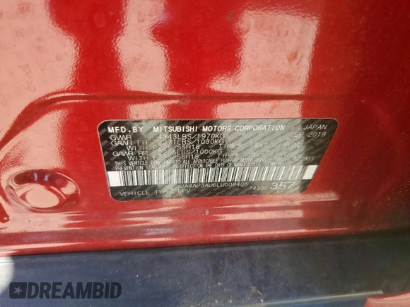 2020 Mitsubishi Outlander ES with VIN JA4AP3AU6LU008405, listed as a Copart auction lot 52630915 with 41,306 mi miles and Salvage title. Bid and sale history available at DreamBid. Image 13.