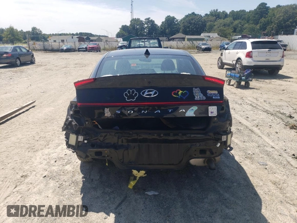 2020 Hyundai Sonata Hybrid Blue with VIN KMHL24JJ2LA011582, listed as a Copart auction lot 68373164 with 46,629 mi miles and Salvage Title. Bid and sale history available at carsss.com. Image 6.