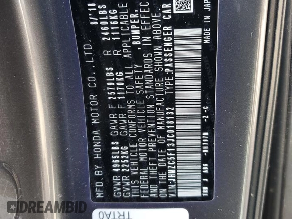 2018 Honda Clarity Plug-In Hybrid with VIN JHMZC5F13JC018132, listed as a Copart auction lot 46611325 with 69,507 mi miles and Salvage Title. Bid and sale history available at carsss.com. Image 14.