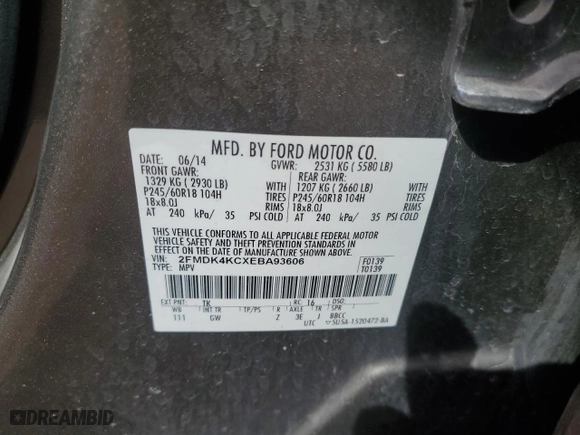 2014 Ford Edge Limited with VIN 2FMDK4KCXEBA93606, listed as a Copart auction lot 49056205 with 127,562 mi miles and Salvage Title. Bid and sale history available at carsss.com. Image 13.